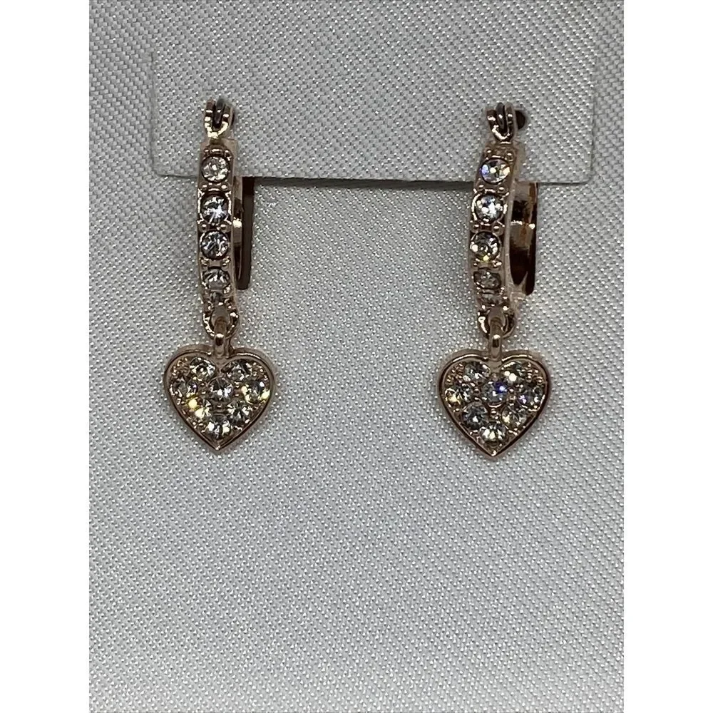 Guess A12066-21 Rose Gold-Tone 2-Pc Set Crystal Heart Earrings MSRP $25 G27